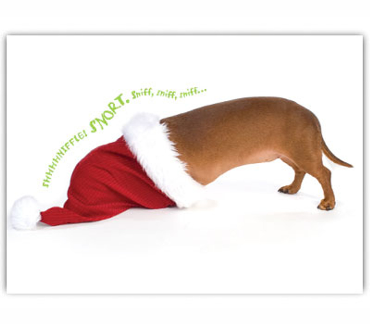 Image Dachshund Santa Hat Holiday Card Set