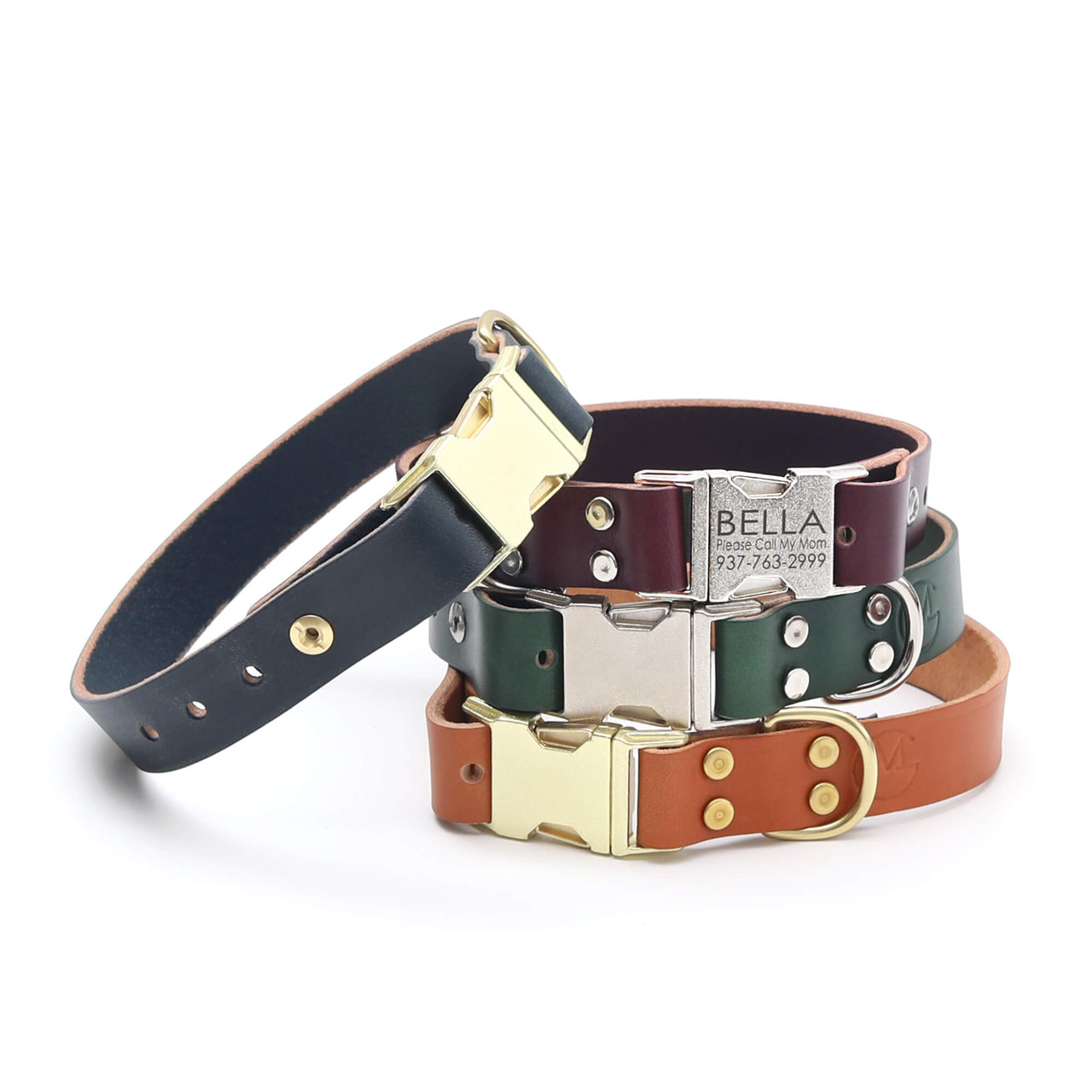 Image Engraved Buckle Leather Personalized Dog Collars