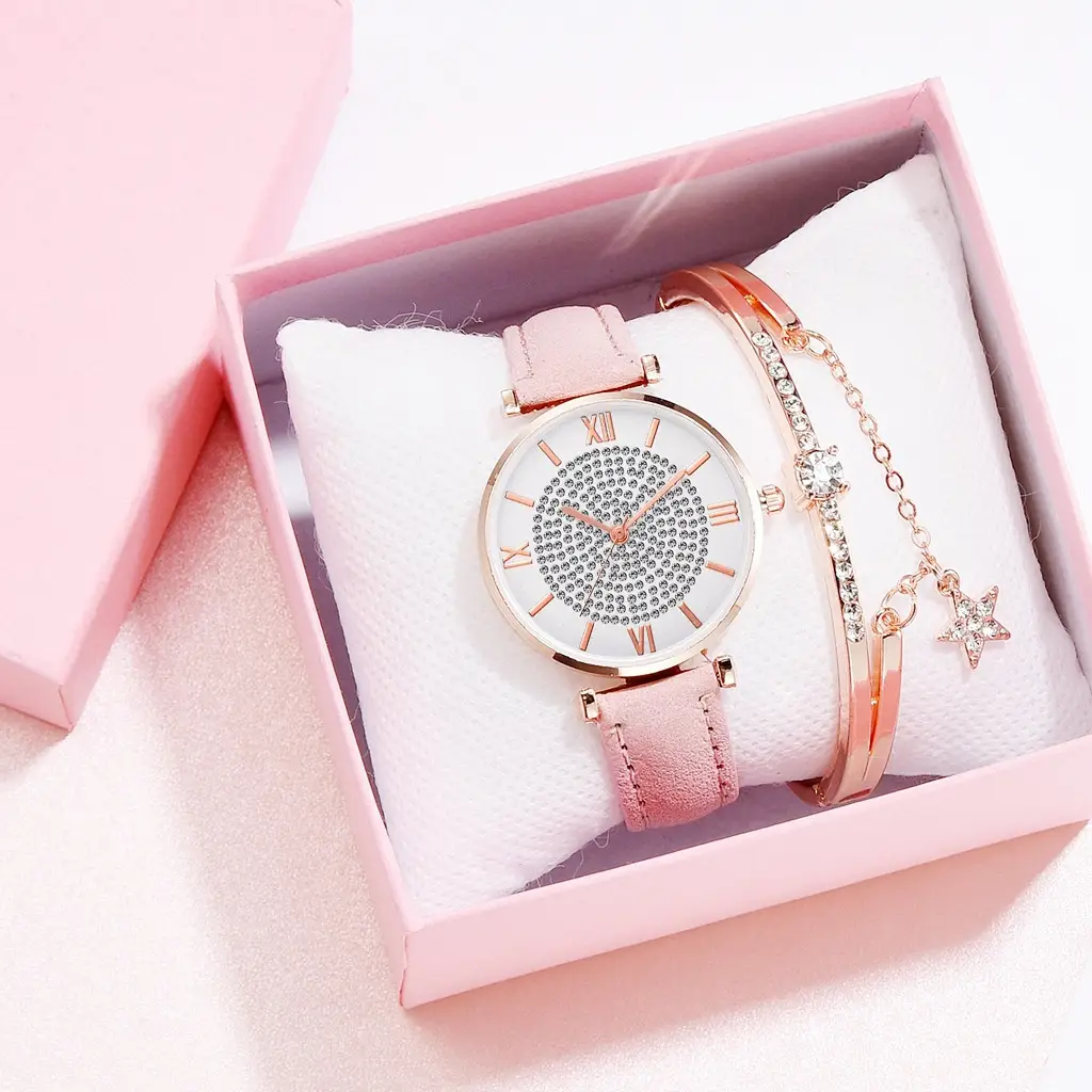 Image Fashion Rhinestone Gypsophila Stacking Watch