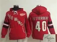Image Women Detroit Red Wings #40 Henrik Zetterberg Red Old Time Hockey Stitched Signature Edition Hoodie
