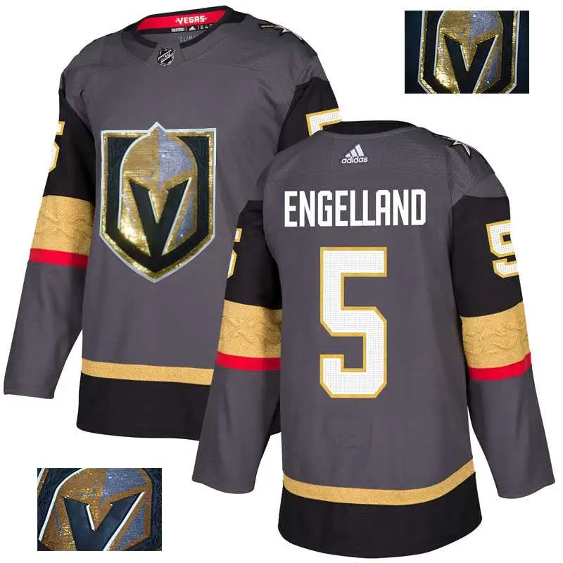 Image Vegas Golden Knights 5 Deryk Engelland Gray With Special Glittery Logo Adidas Jersey