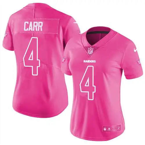 Image Nike Oakland Raiders #4 Derek Carr Pink Women's NFL Limited Rush Fashion Jersey DingZhi