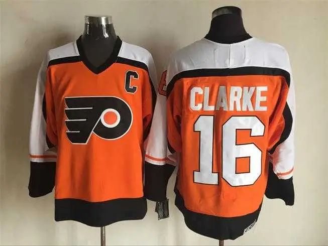 Image Philadelphia Flyers #16 Bobby Clarke Orange CCM Throwback Stitched Jerseys