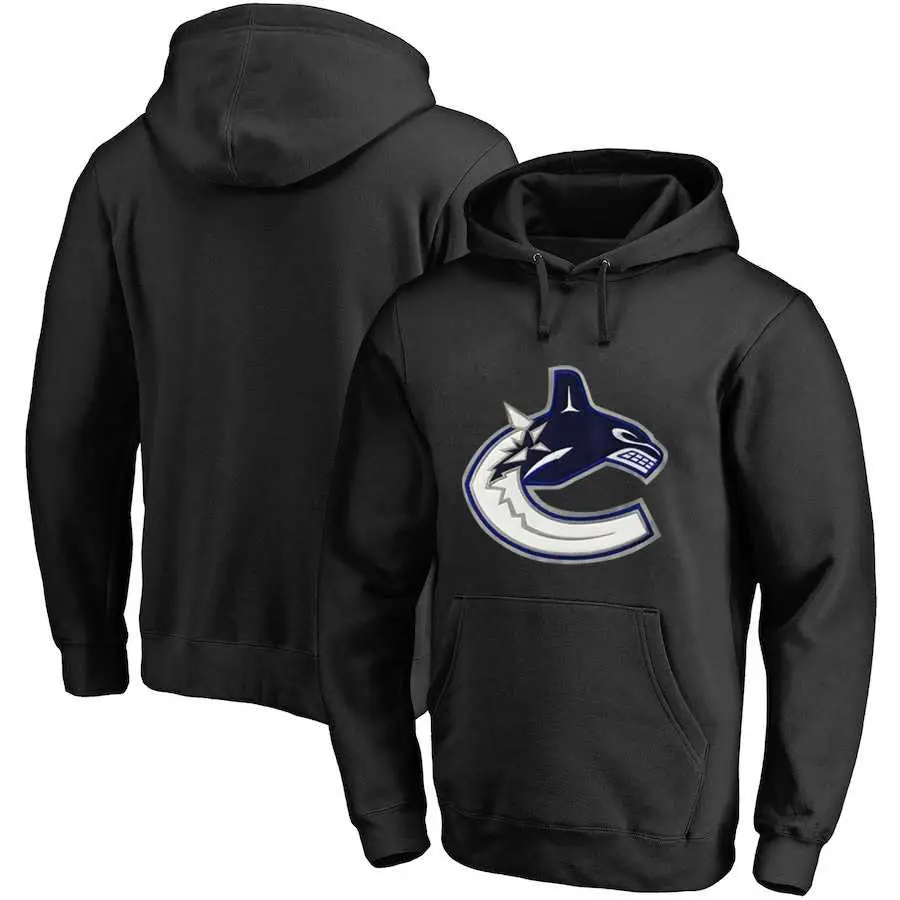Image Men's Customized Vancouver Canucks Black All Stitched Pullover Hoodie