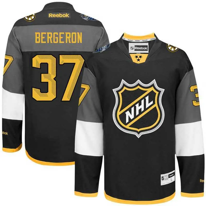 Image Glued Boston Bruins #37 Patrice Bergeron Black 2016 All Star NHL Jersey