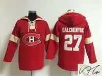 Image Montreal Canadiens #27 Alex Galchenyuk Red Solid Color Stitched Signature Edition Hoodie