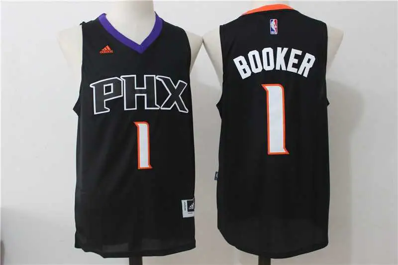 Image Phoenix Suns #1 Devin Booker Black Swingman Stitched Jersey