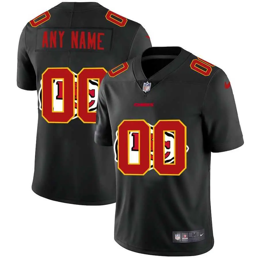 Image Nike Kansas City Chiefs Customized Men's Team Logo Dual Overlap Limited Jersey Black
