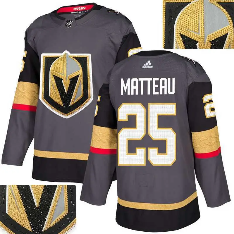 Image Vegas Golden Knights #25 Matteau Gray With Special Glittery Logo Adidas Jersey