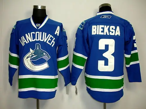 Image Vancouver Canucks #3 Bieksa with A Patch Blue Jerseys