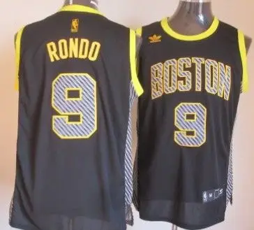 Image Boston Celtics #9 Rajon Rondo Black Electricity Fashion Jerseys