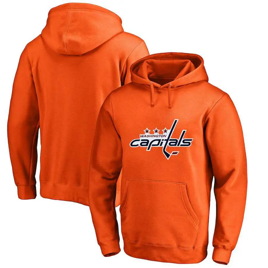 Image Men's Customized Washington Capitals Orange All Stitched Pullover Hoodie