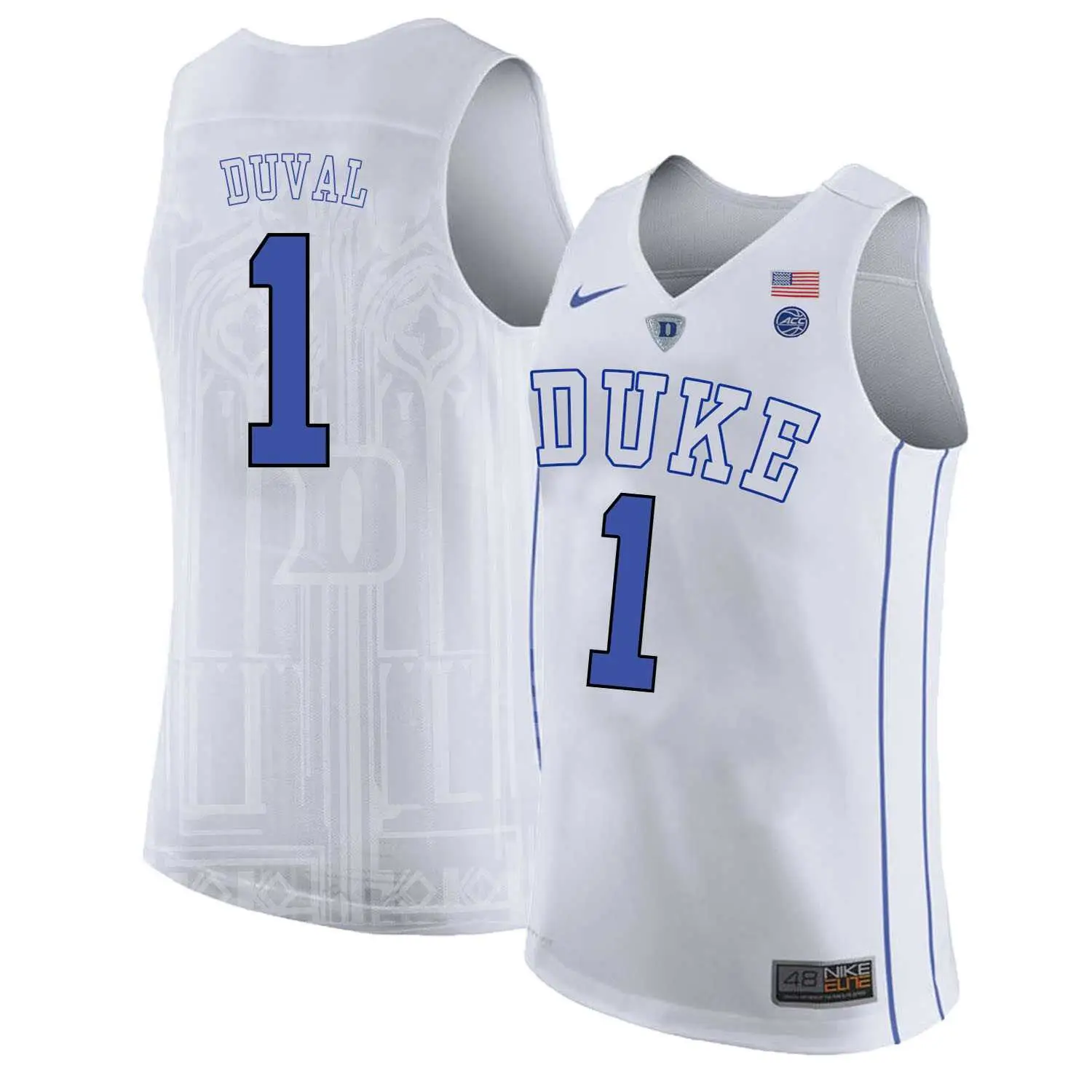 Image Duke Blue Devils 1 Trevon Duval White Nike College Basketabll Jersey Dyin
