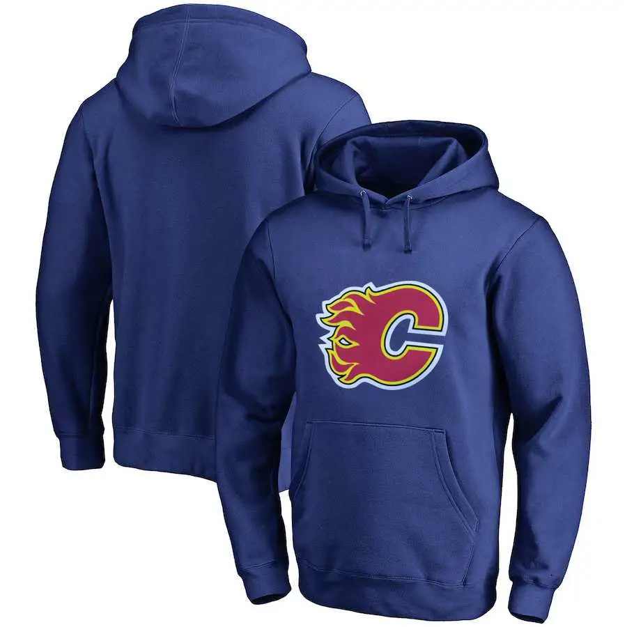 Image Calgary Flames Blue All Stitched Pullover Hoodie