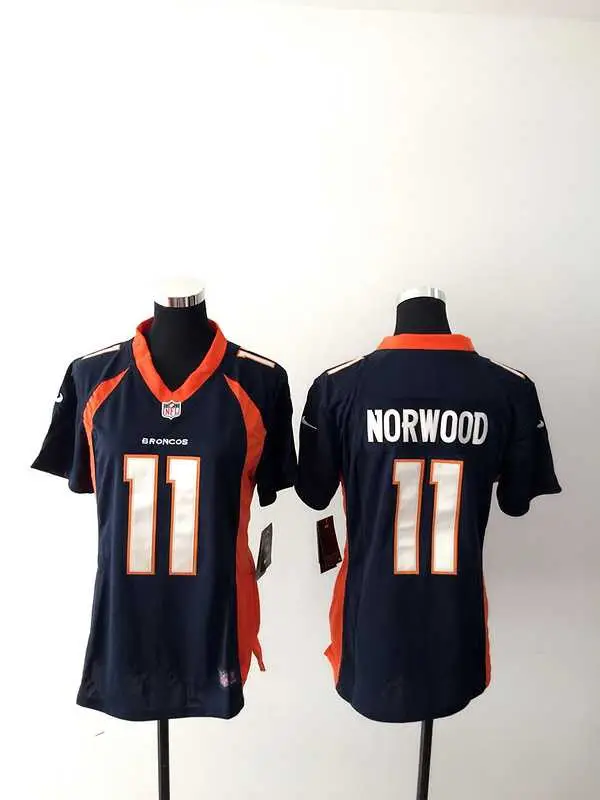 Image Women Nike Denver Broncos #11 Norwood Navy Blue Team Color Stitched NFL Game Jersey