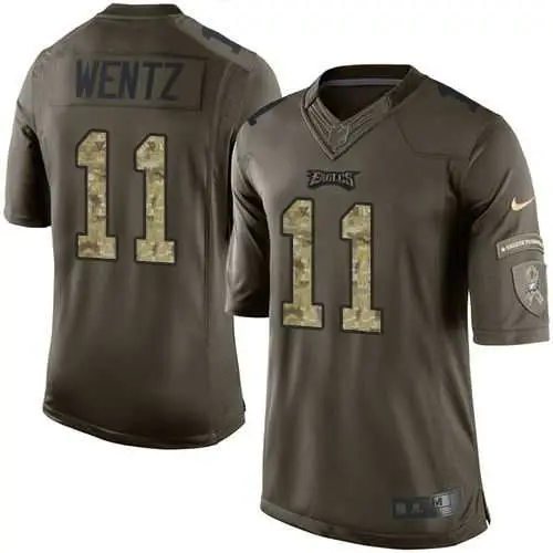 Image Glued Youth Nike Philadelphia Eagles #11 Carson Wentz Green Salute to Service NFL Limited Jersey