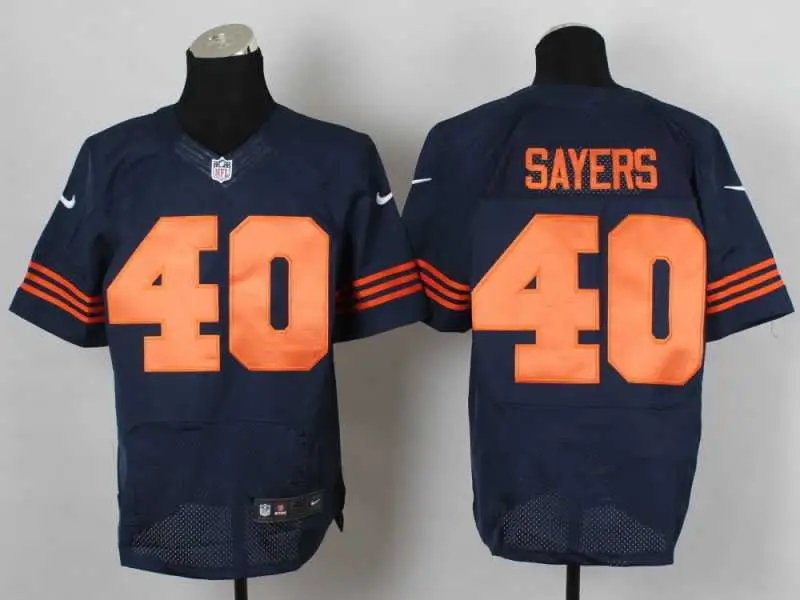 Image Nike Chicago Bears #40 Gale Sayers Navy Blue With Orange Team Color Men's NFL Elite Jersey DingZhi