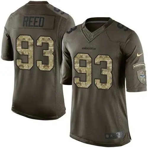 Image Glued Nike Seattle Seahawks #93 Jarran Reed Men's Green Salute to Service NFL Limited Jersey