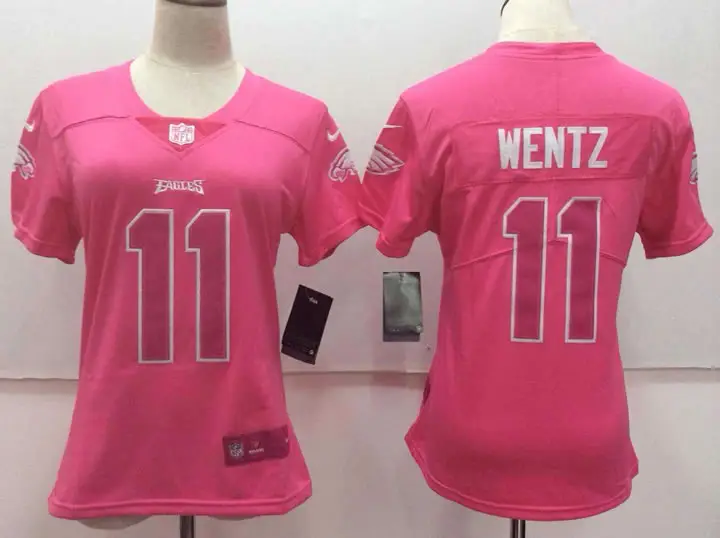 Image Women Nike Philadelphia Eagles #11 Carson Wentz Pink Vapor Untouchable Player Limited Jerseys