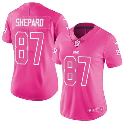 Image Nike New York Giants #87 Sterling Shepard Pink Women's NFL Limited Rush Fashion Jersey DingZhi