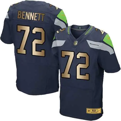 Image Nike Seattle Seahawks #72 Michael Bennett Navy Gold Elite Jersey Dingwo