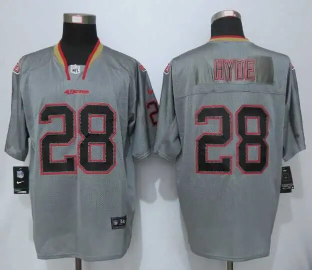 Image Nike San Francisco 49ers #28 Carlos Hyde Lights Out Grey Elite Jerseys