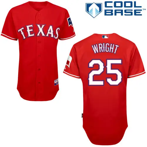 Image #25 Jamey Wright Red MLB Jersey-Texas Rangers Stitched Cool Base Baseball Jersey