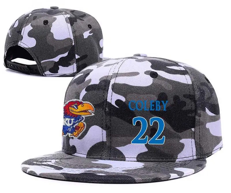 Image Kansas Jayhawks #22 Dwight Coleby Gray Camo College Basketball Adjustable Hat