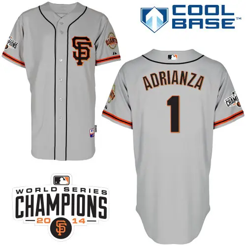 Image #1 Ehire Adrianza Gray SF MLB Jersey-San Francisco Giants Stitched Cool Base Baseball Jersey