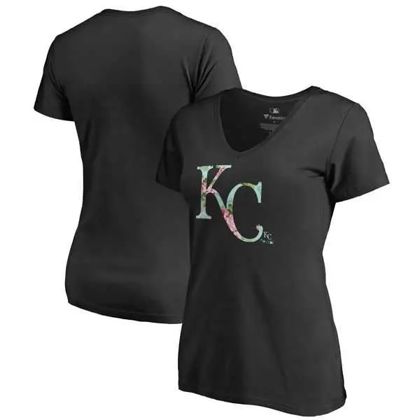 Image Women Kansas City Royals Fanatics Branded Lovely V Neck T-Shirt Black Fyun