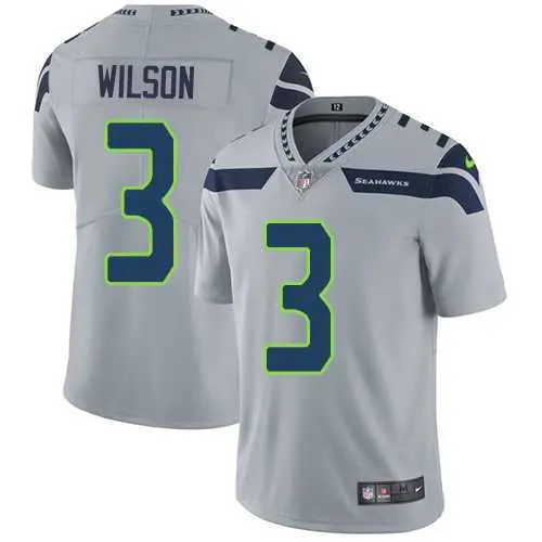 Image Nike Seattle Seahawks #3 Russell Wilson Grey Alternate NFL Vapor Untouchable Limited Jersey