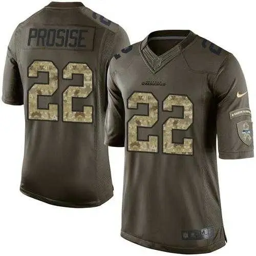 Image Glued Nike Seattle Seahawks #22 C J Prosise Men's Green Salute to Service NFL Limited Jersey
