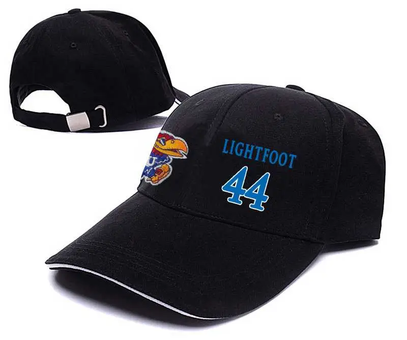 Image Kansas Jayhawks #44 Mitch Lightfoot Black College Basketball Adjustable Peaked Hat