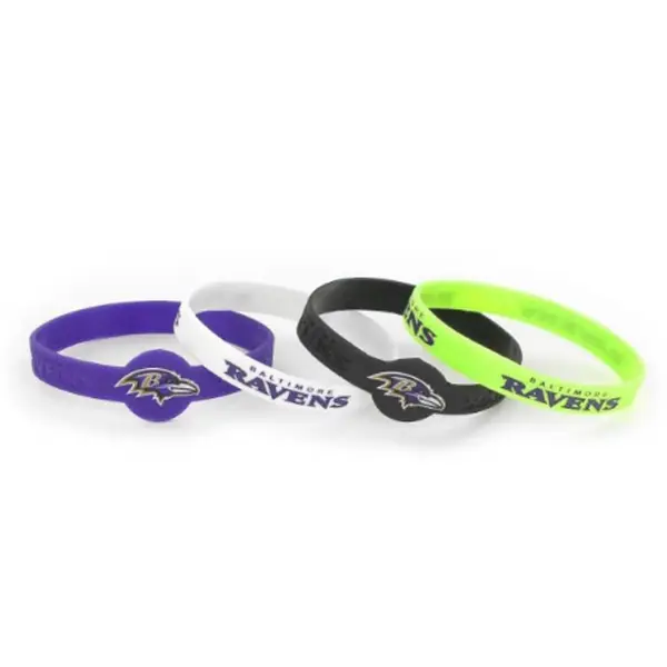 Image Baltimore Ravens Bracelets 4 Pack Silicone - Special Order