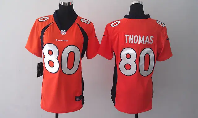 Image 2013 Womens Nike Denver Broncos #80 Thomas Orange Game Jerseys