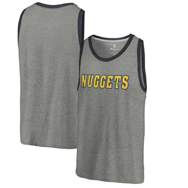 Image Denver Nuggets Fanatics Branded Wordmark Tri-Blend Tank Top - Heathered Gray