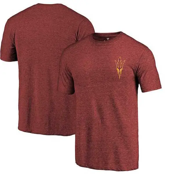 Image Arizona State Sun Devils Fanatics Branded Maroon Primary Logo Left Chest Distressed Tri Blend T-Shirt