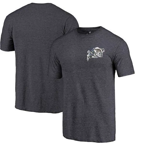 Image Navy Midshipmen Fanatics Branded Navy Left Chest Distressed Logo Tri Blend T-Shirt