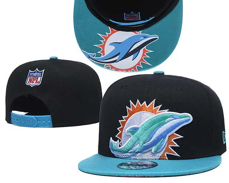 Image Dolphins Team Logo Black Blue Adjustable Hat GS