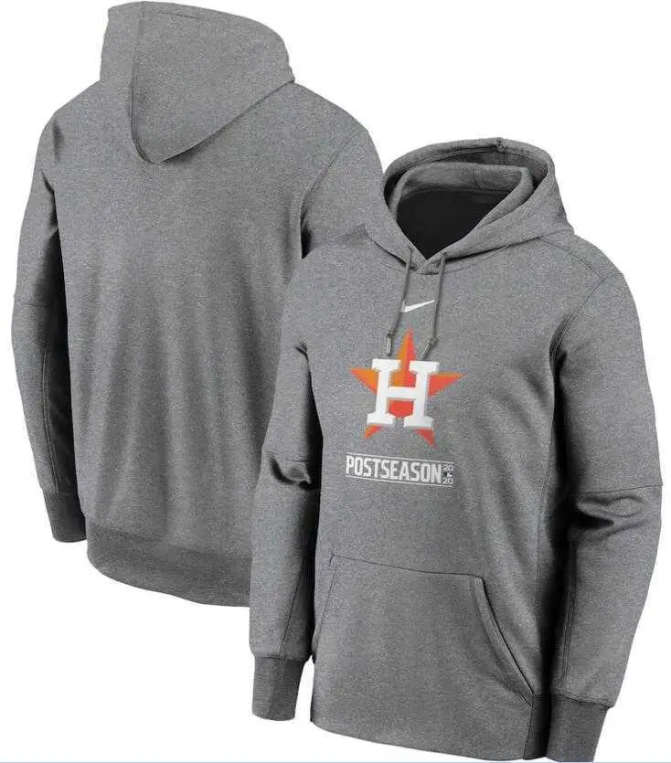 Image Men's Houston Astros Nike Gray 2020 Postseason Collection Pullover Hoodie