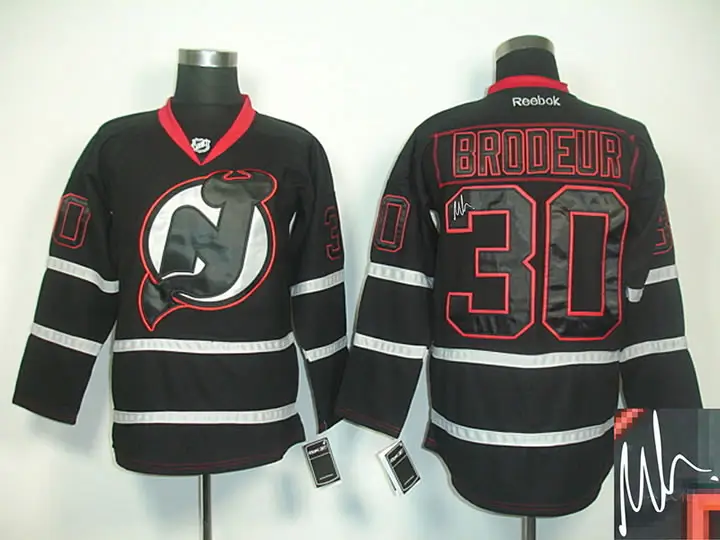 Image New Jersey Devils Devils #30 Martin Brodeur Black Ice Signature Edition Jerseys