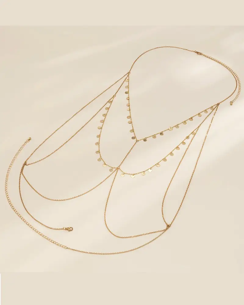 Image Halter Disc Pendant Fashionable Bra Body Chain