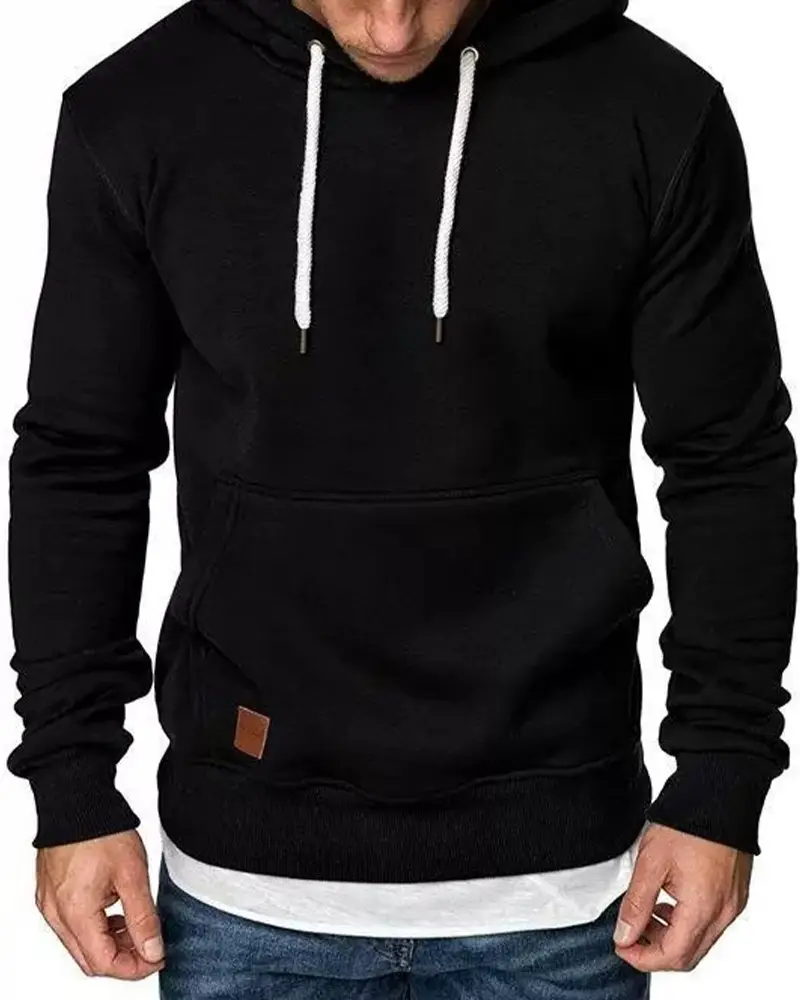 Image Solid Long Sleeve Loose Hoodies Sweatshirts With Pockets