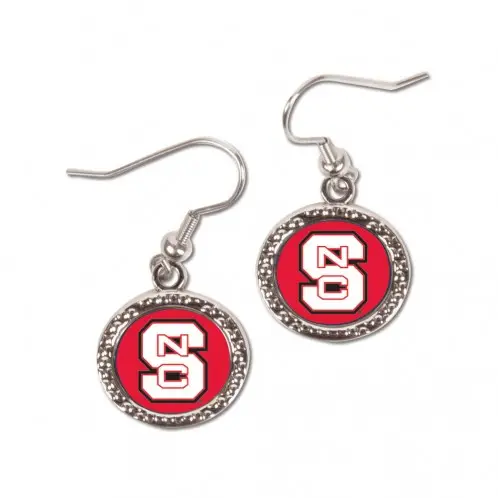 Image North Carolina State Wolfpack Earrings Round Style - Special Order