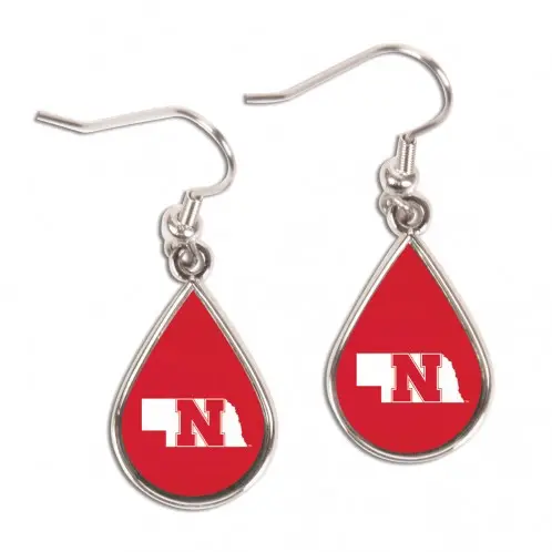 Image Nebraska Cornhuskers Earrings Tear Drop Style - Special Order