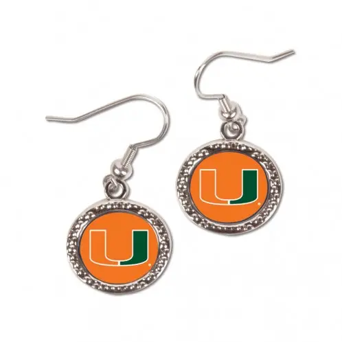 Image Miami Hurricanes Earrings Round Style - Special Order