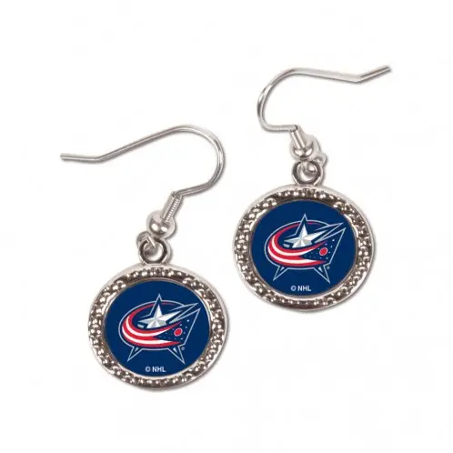 Image Columbus Blue Jackets Earrings Round Style - Special Order