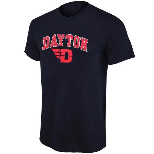 Image Dayton Flyers Mid Size Arch Over Logo WEM T-Shirt - Navy Blue