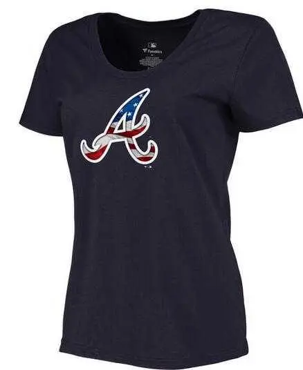 Image Women's Atlanta Braves Navy Plus Sizes Banner Wave T-Shirt