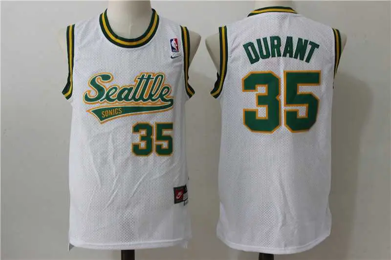 Image Seattle Supersonics #35 Kevin Durant Throwback White Swingman Stitched Jersey
